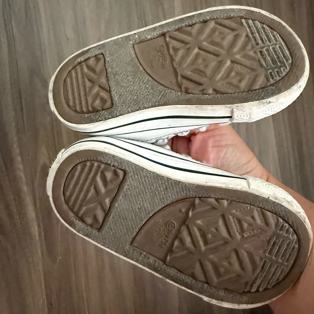 Converse White Kids Sneakers with Black Trim size 5C
